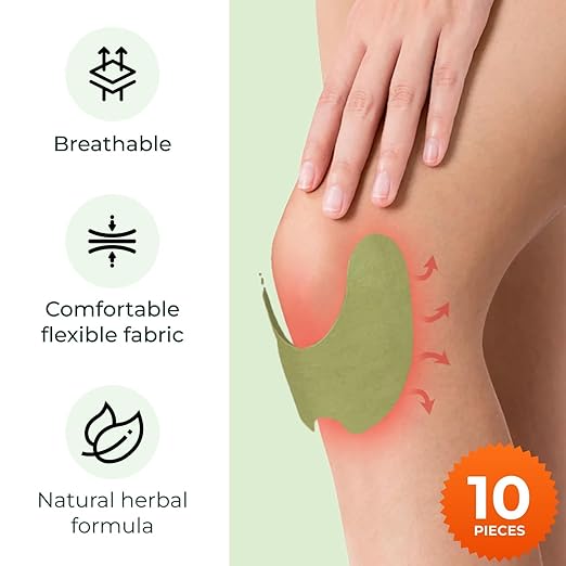 Pack Of 10 Herbal Knee Pain Relief Patch – Ayurvedic Knee Patch for Arthritis, Joint Pain, Leg Pain