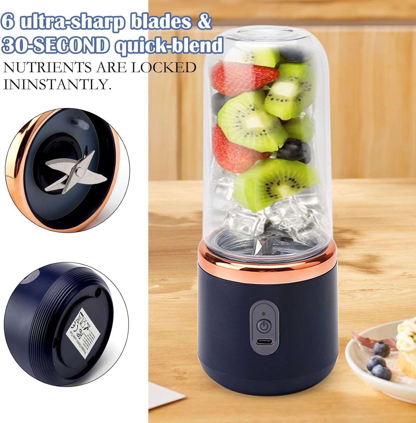 Portable Blender Electric Juicers Fruit Mixers USB Rechargeable
