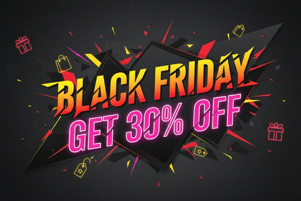 creat a image banner of blackfriday offer get 30 % OFF . 